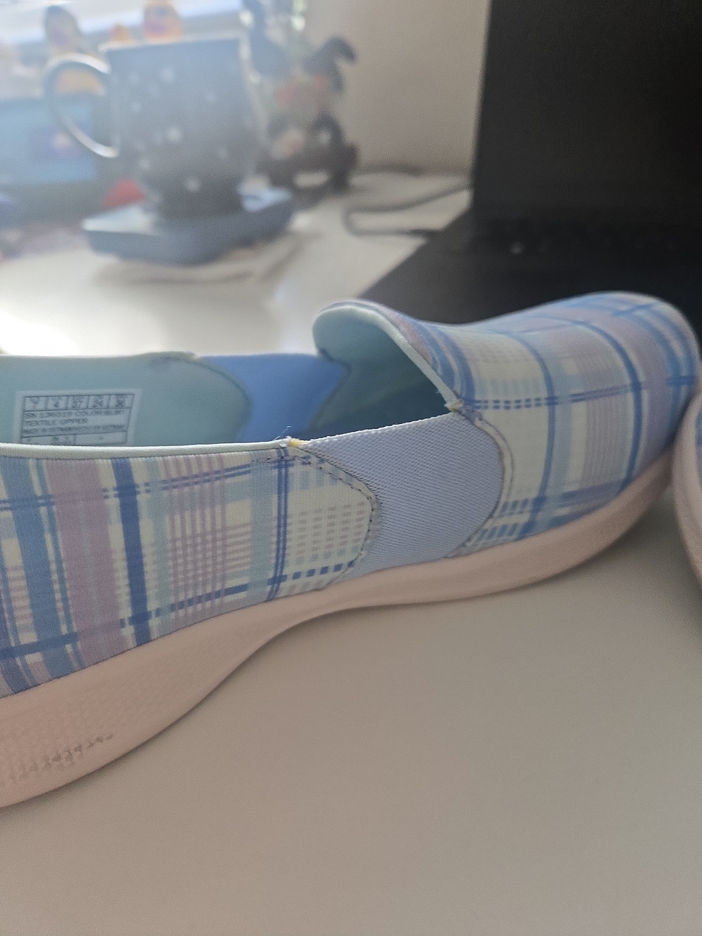 Skechers Slip-On Plaid Sneakers - Light Blue & Lavender - Picture 5 of 8